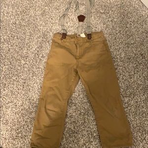 Khaki pants with suspenders
